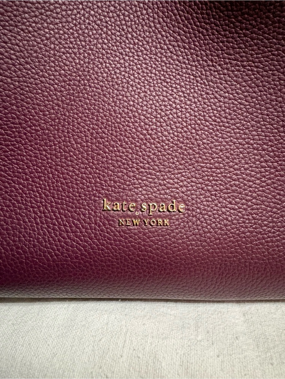 kate spade Plum Pebble Leather Tote with Gold Logo Accent